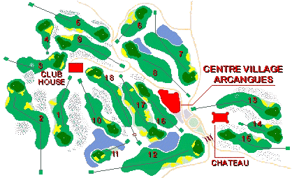 Plan du parcours du golf d'arcangues dans le pays basque français